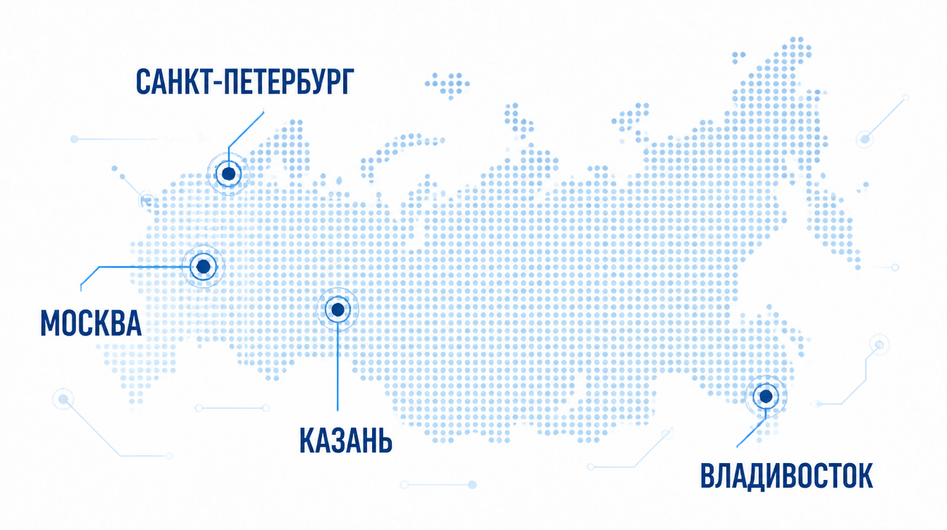 Карта России с ключевыми городами